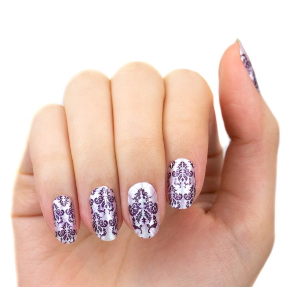 Color Street Kiss & Toile Nail Polish Strips Purple Silver Damask FDS568 Retired